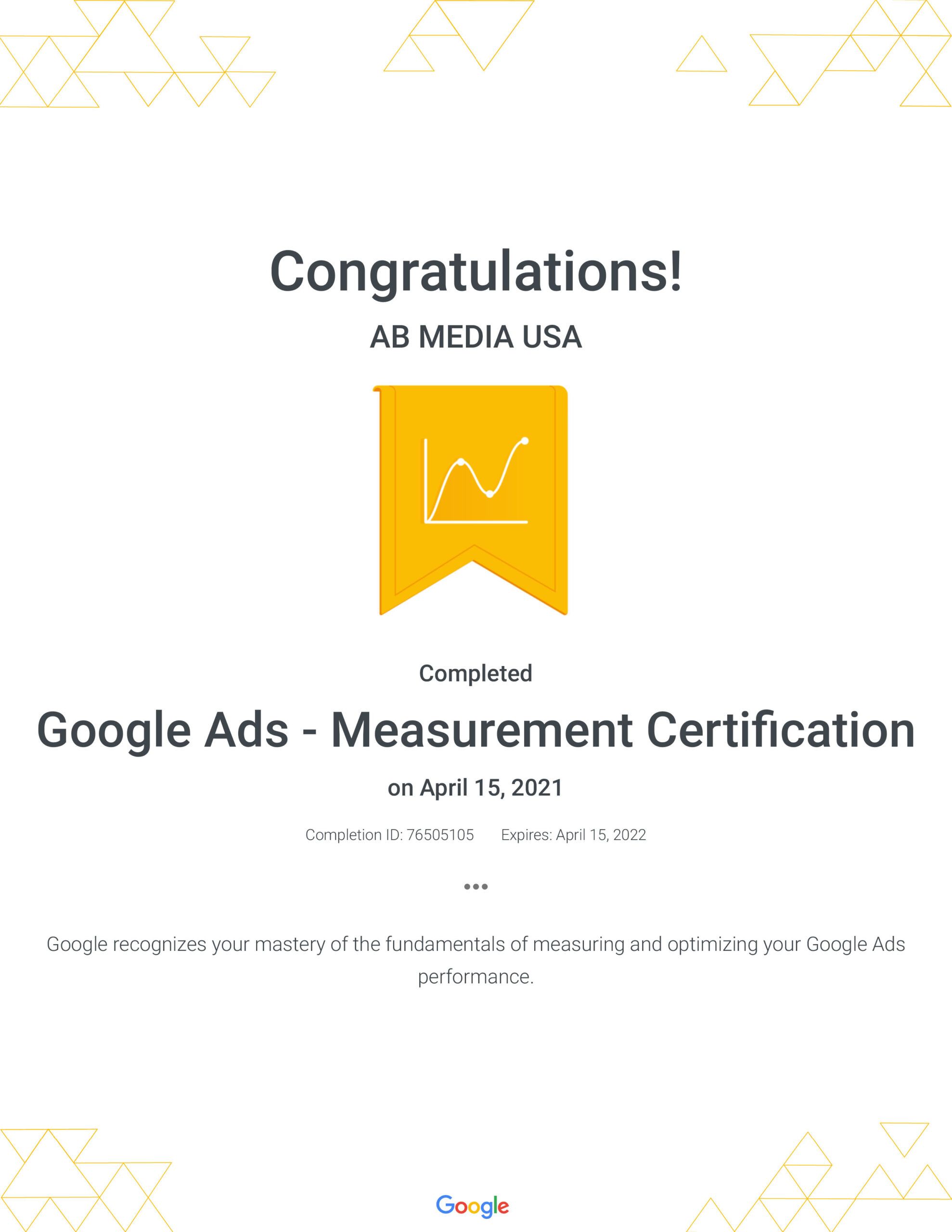 Google Ads Measurement Certification - AB Media USA